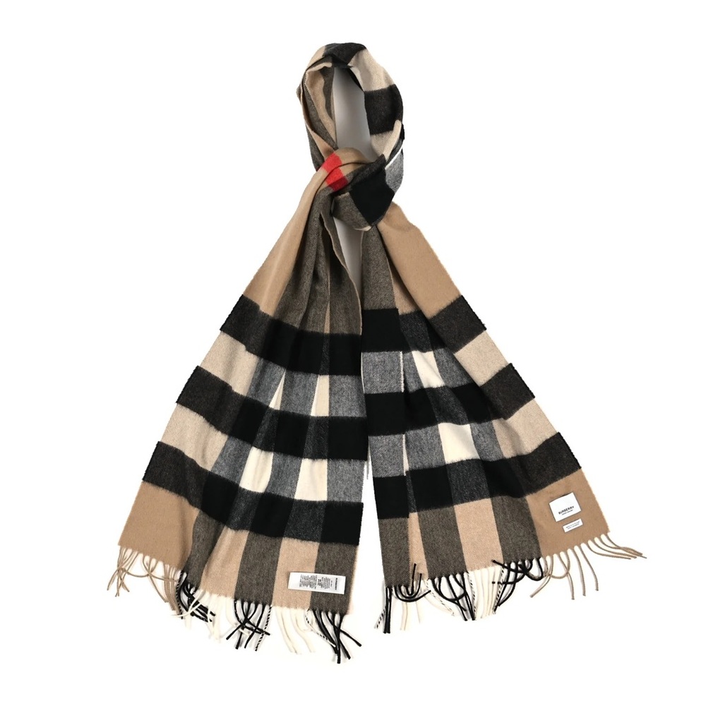NEW 💕 XL BURBERRY LONDON 2026 Half Mega Giant Check Cashmere Scarf Shawl Wrap - Picture 7 of 12